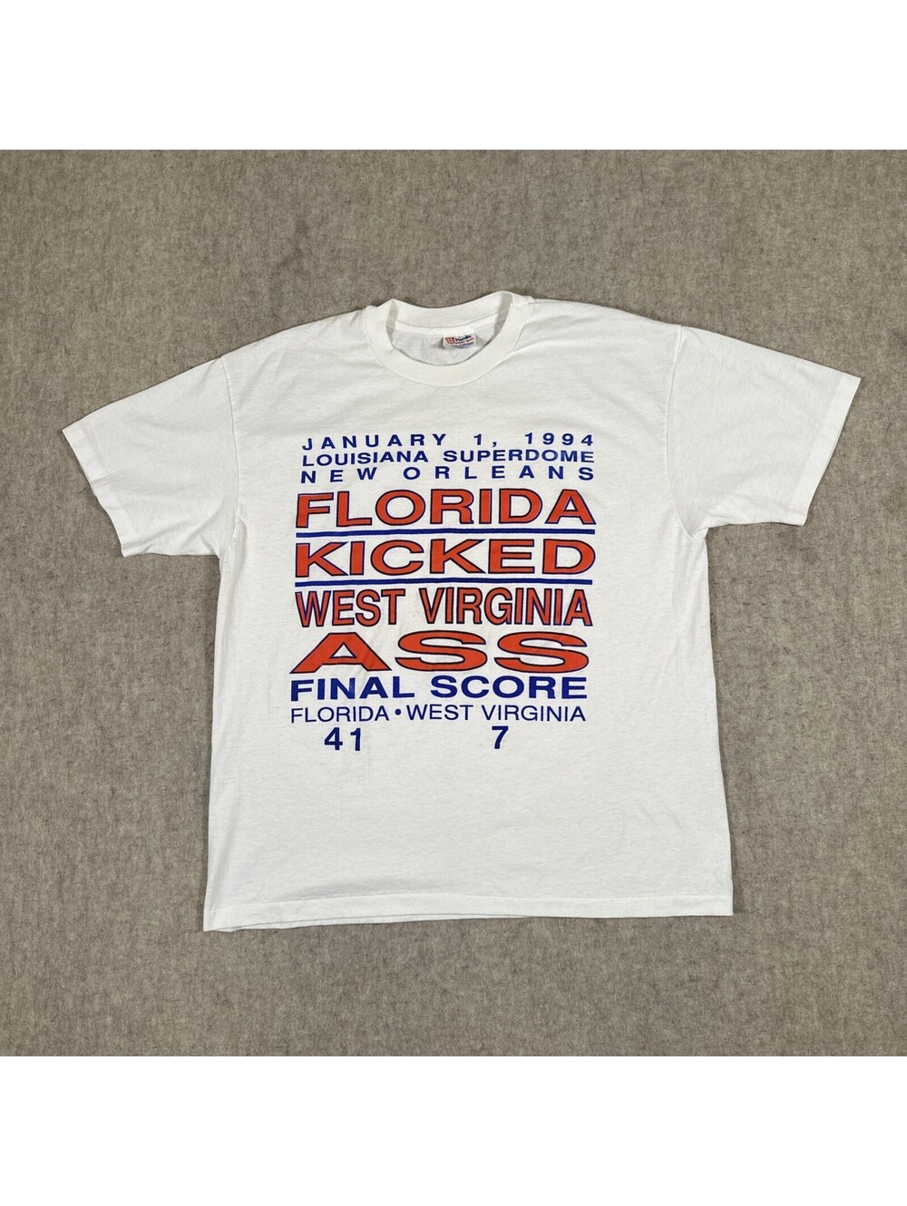 Vintage 1994 Florida Gators T-Shirt Large Kick West Virginia *SS White